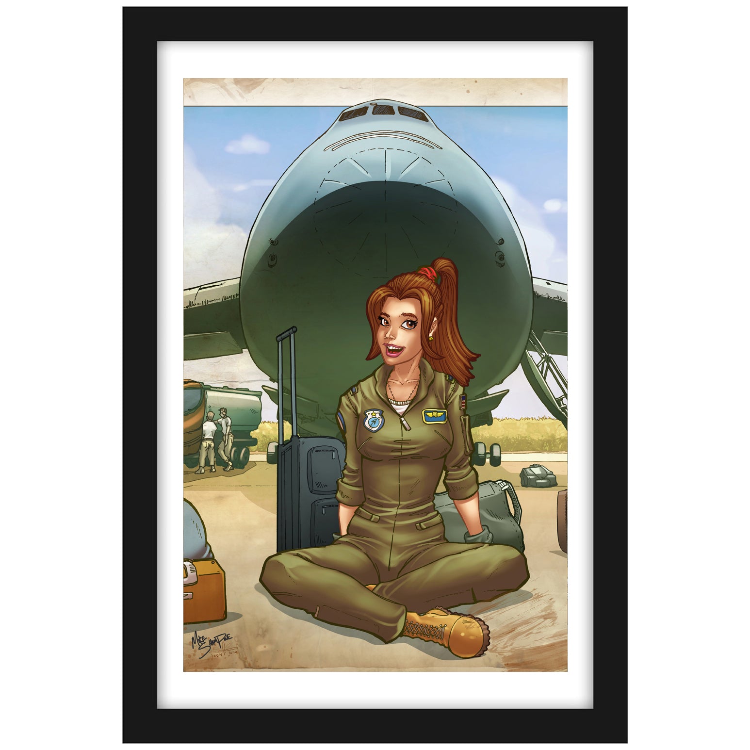 C-5 Galaxy "2 Hour ETIC" - Vintage Print Pinup & Airplane Art by Mike Shampine - Signed and Numbered (2 of 3 print series)