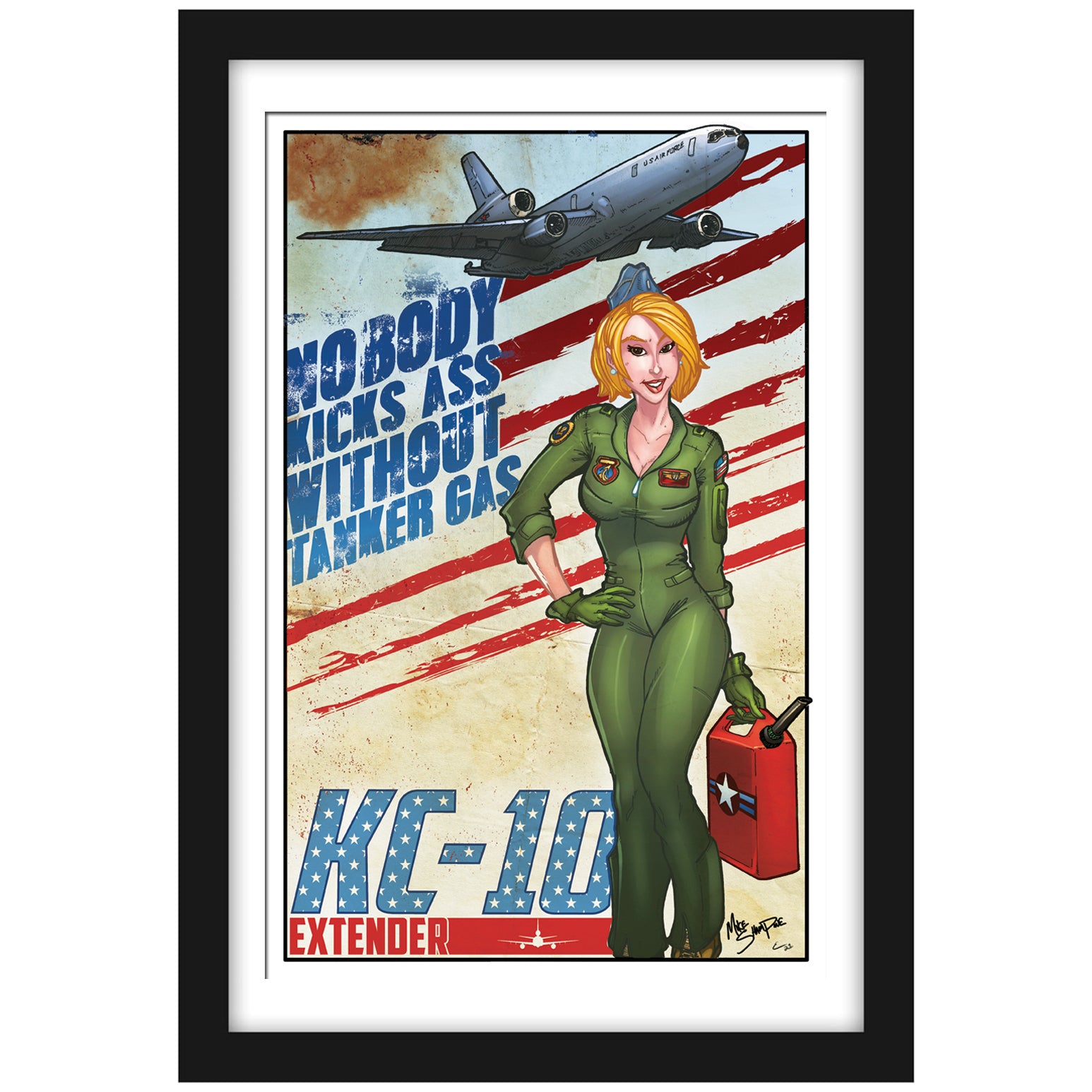 KC-10 "Tanker Gas" - Vintage Print Pinup & Airplane Art by Mike Shampine - Signed and Numbered