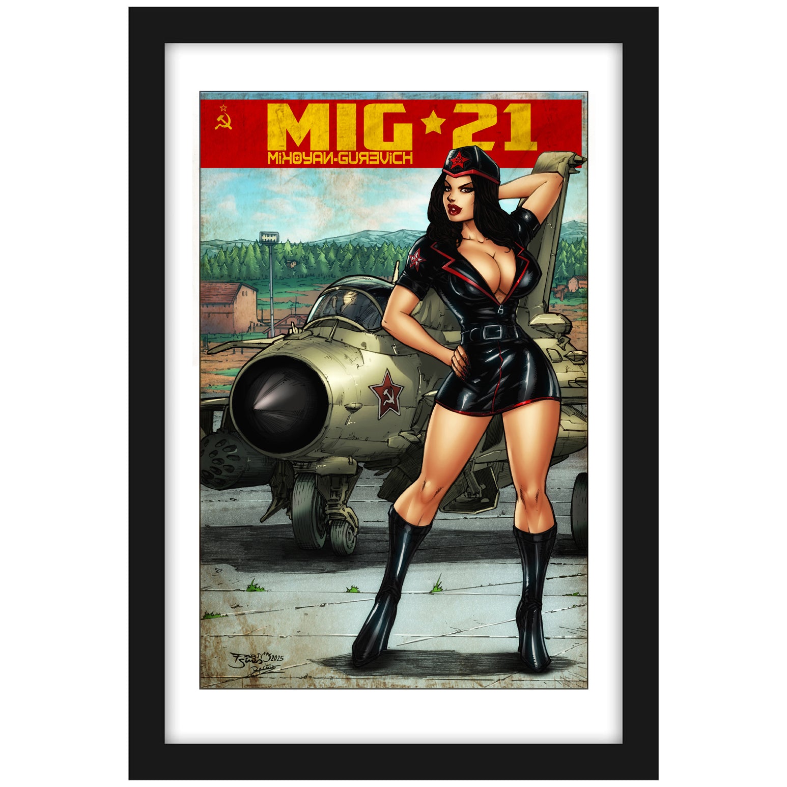 MIG-21 USSR Vintage Pinup Print & Airplane Art by Fabio Samio - Limited Numbered Edition